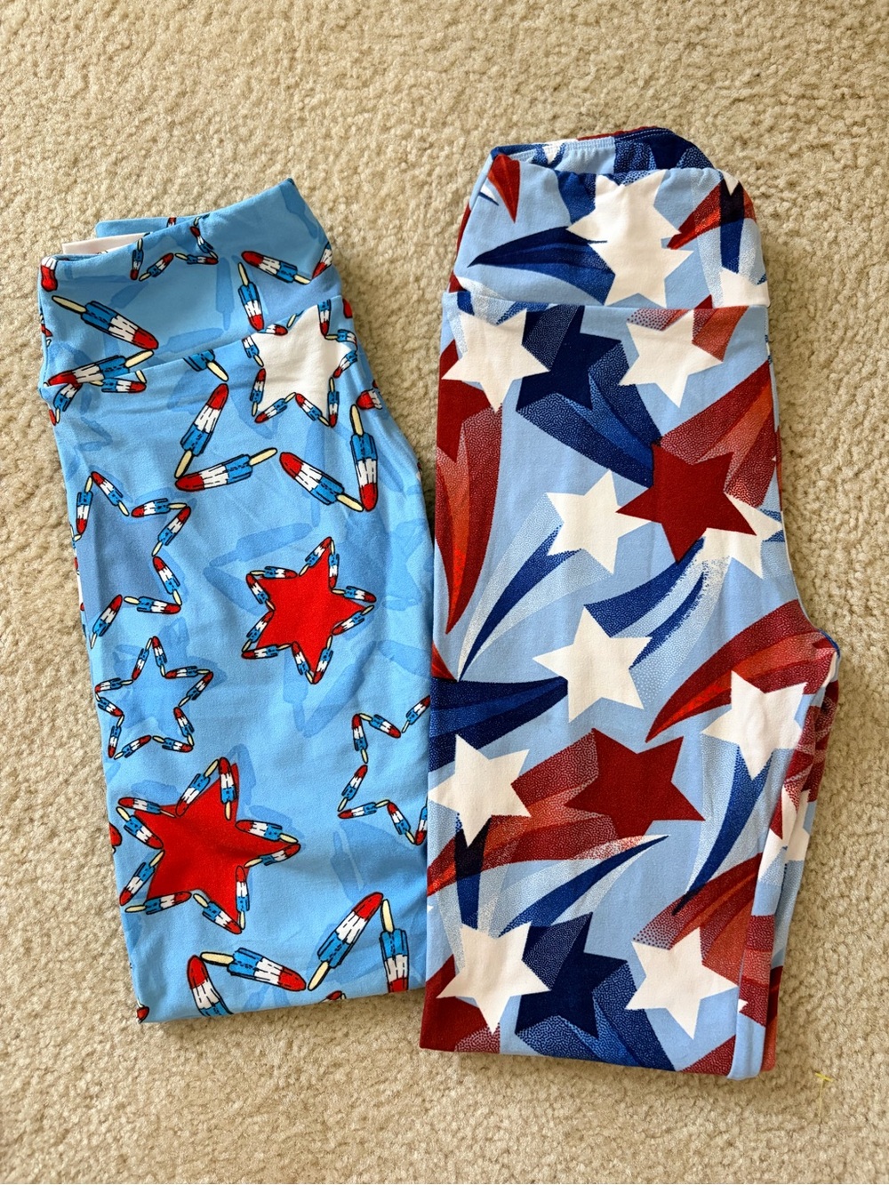 LuLaRoe Red, White & Blue Star Print Leggings 4th of July